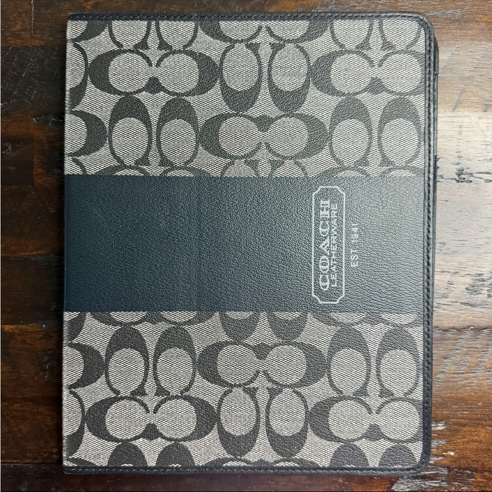 COACH Heritage Stripe iPad Tablet Cover Case in Black & Gray